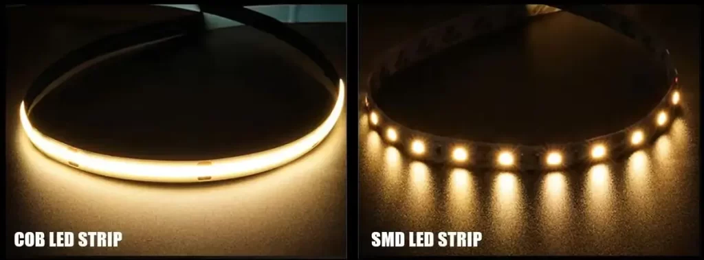 Faixa flexível de LED COB vs outra faixa de LED