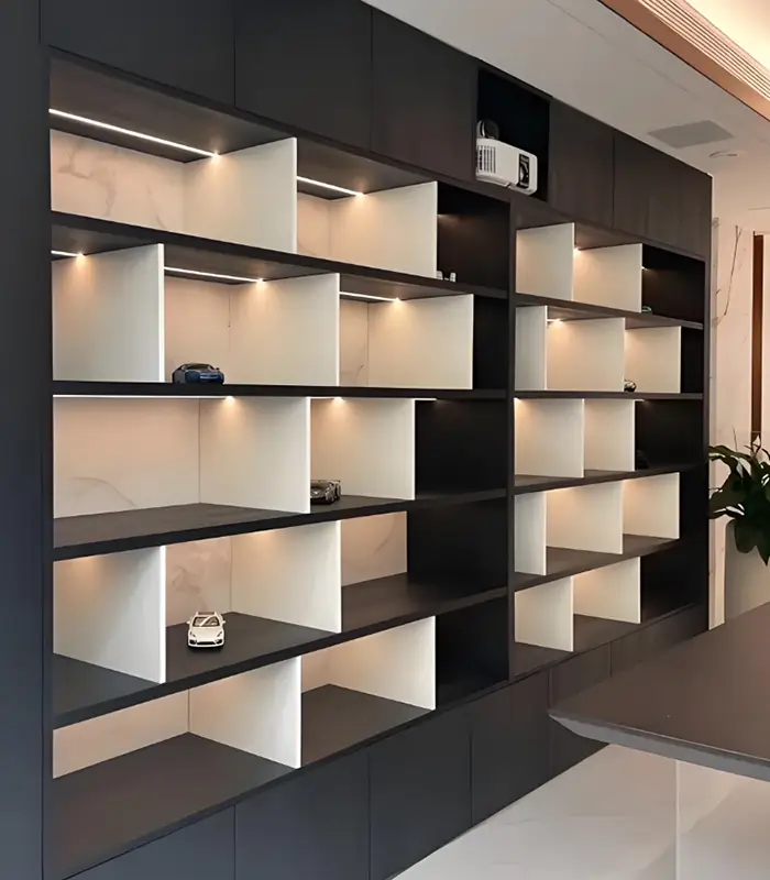 Offene Bücherregale Vitrinen LED-Streifen