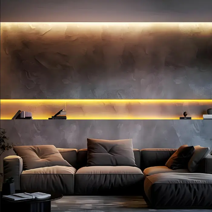 LED-Streifenleuchten für die Sofa-Hintergrundwand