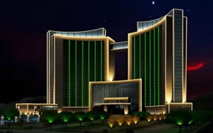 focused architectural illumination on outdoor walls