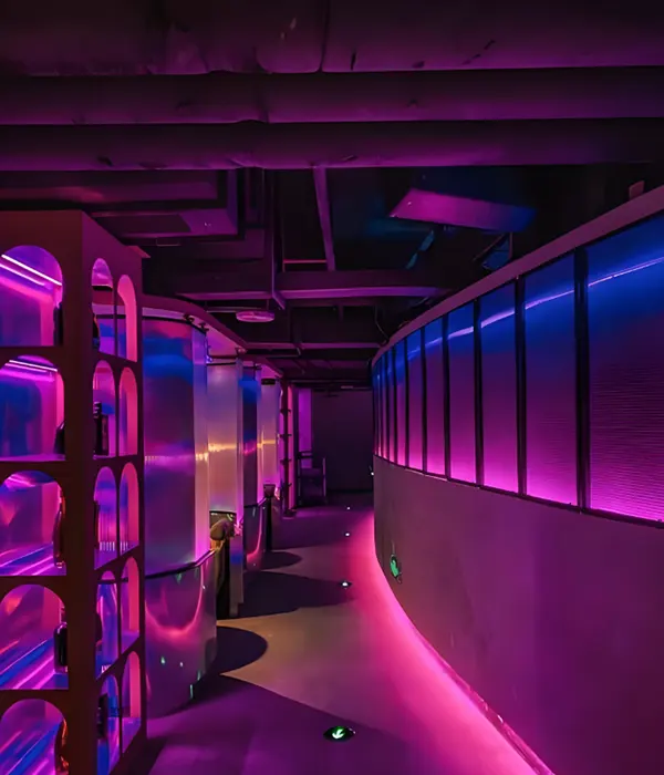 Modern bar lighting ideas featuring LED strip lights under the counter for a sleek and ambient glow.