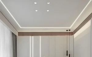hide LED strip lights in ceiling cove for indirect and hidden lighting design