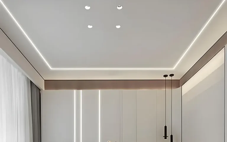 hide LED strip lights in ceiling cove for indirect and hidden lighting design